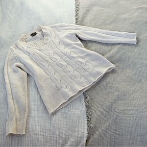 Cable Knit V-Neck Sweater in Cream